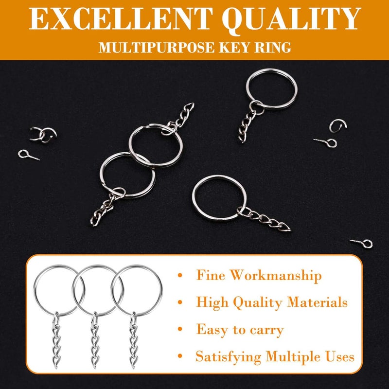 Flasoo Keychain Rings for Crafts, 360Pcs Keychains for Resin Include Key Rings with Chain, Jump Rings, Screw Eye Pins for DIY Keychain Making - Image 4